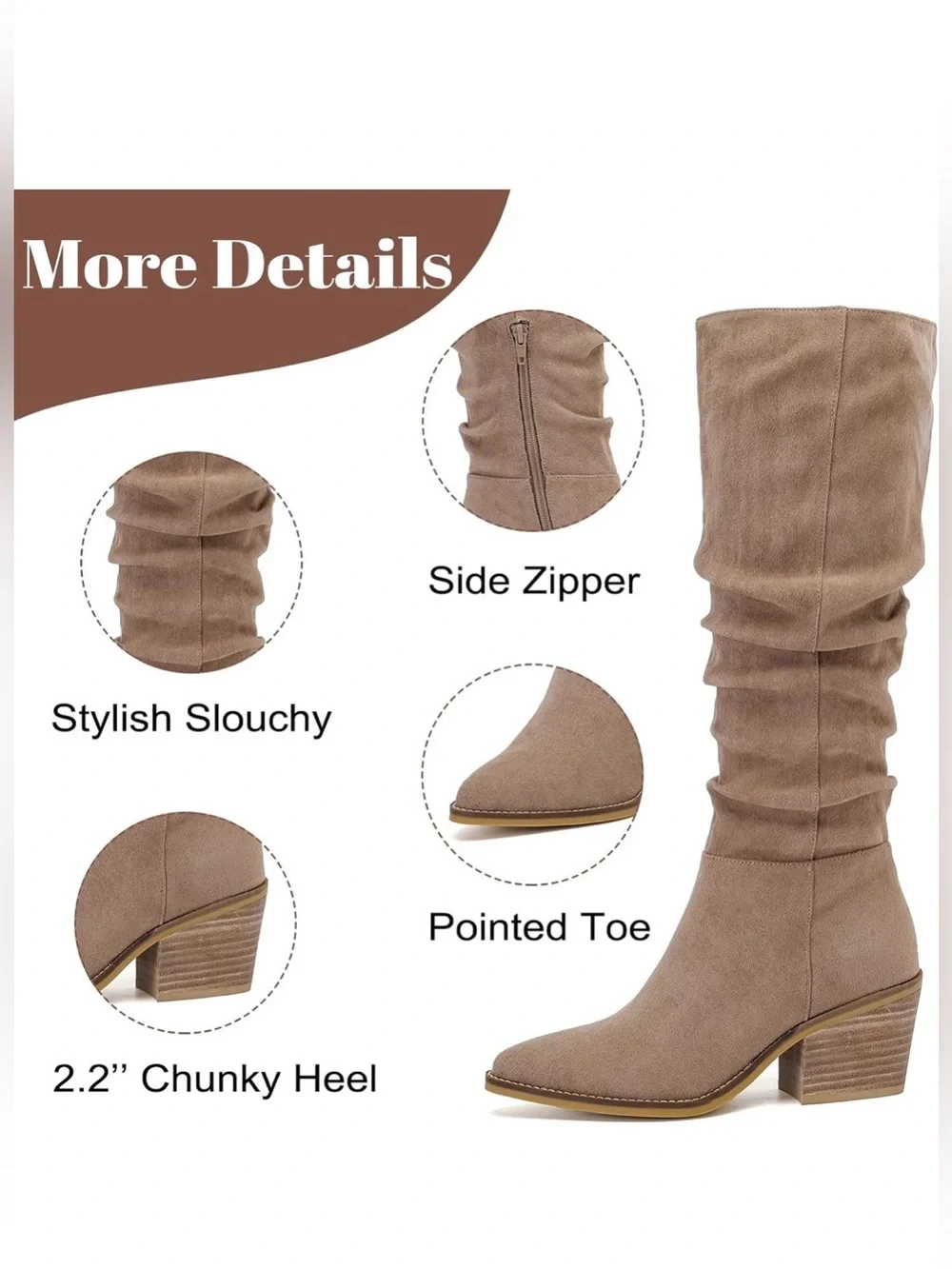 🆕Women's Suede Mid-Calf Slouch Boots